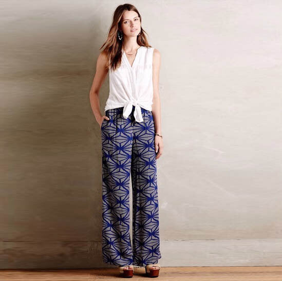 hei hei hirondelle high rise wide leg pattern pants - size small