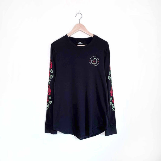 hollister snake rose long sleeve tee - size large