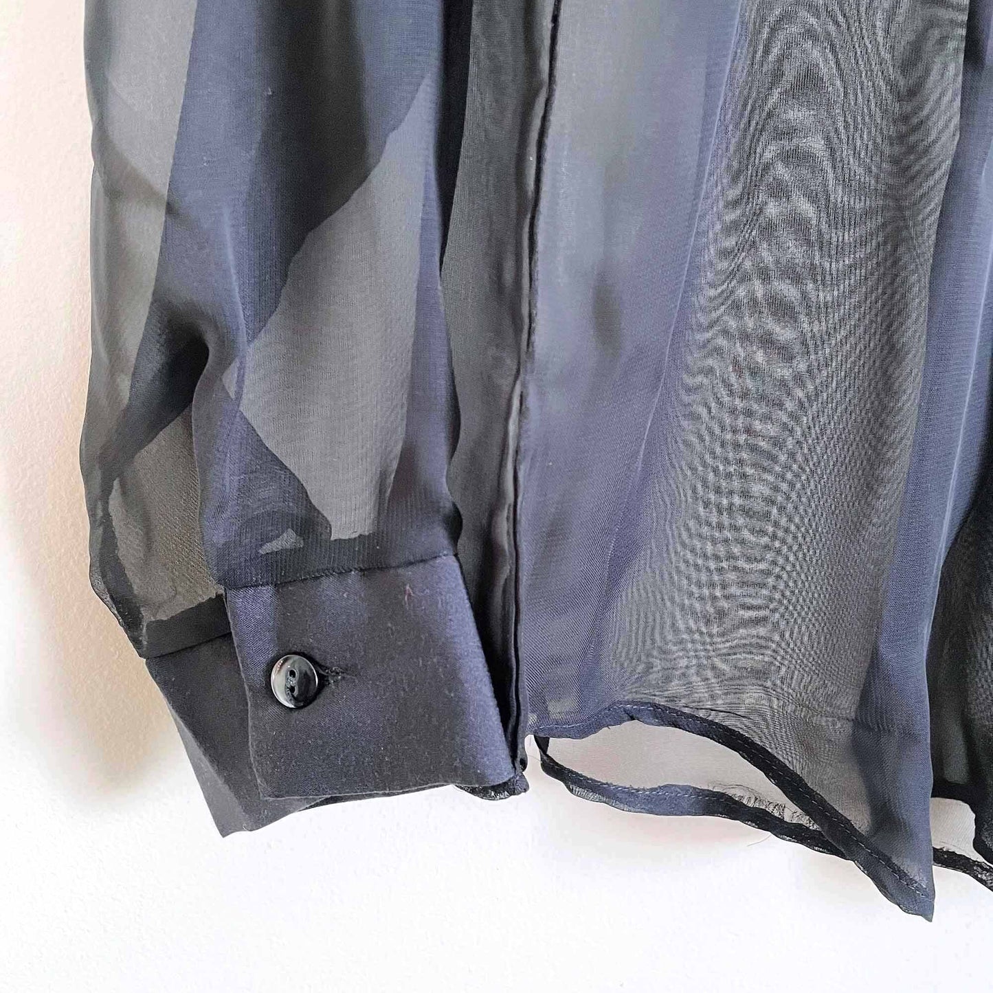 Vintage ICE sheer black 90's button down - size Large