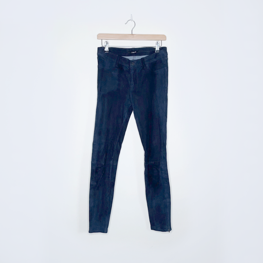 j brand lambskin suede super skinny mid-rise pants - size 28