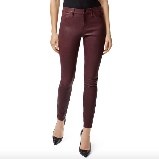 j brand super skinny mid-rise leather pants - size 29