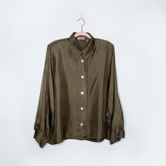 vintage jil sander silk button down french cuff shirt - size 42