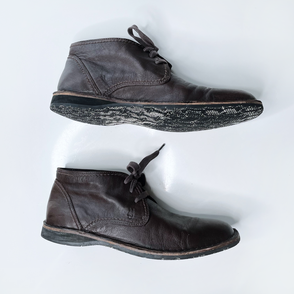 john varvatos brown leather chukka - size 10