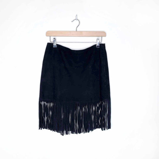 joie lozita black suede festival fringe mini skirt - size 4