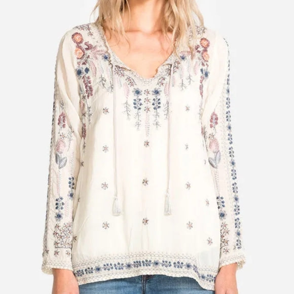 johnny was embroidered boho tunic - size medium