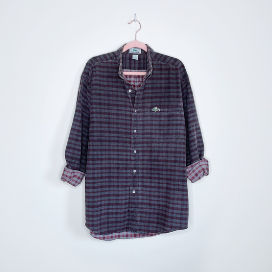 vintage lacoste plaid button down - size medium