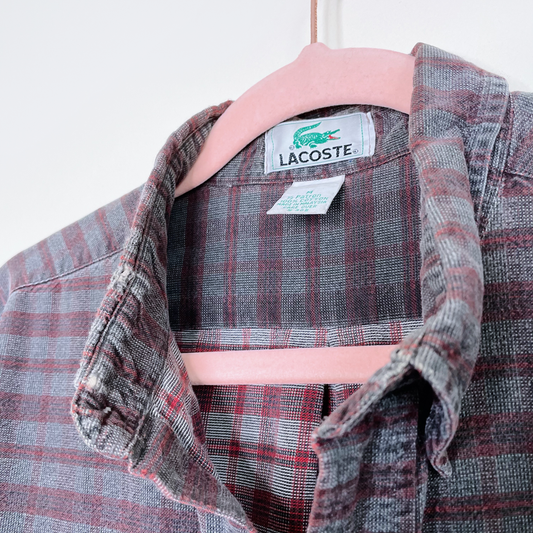 vintage lacoste plaid button down - size medium