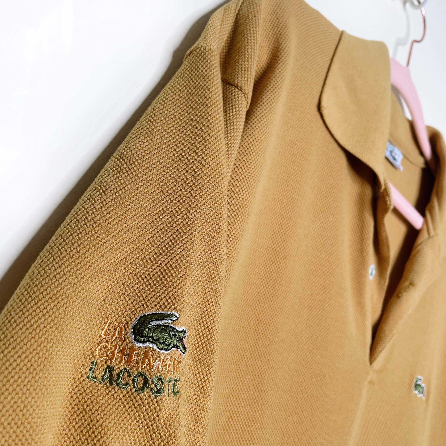 vintage 70s lacoste mustard yellow pique polo shirt - size xl