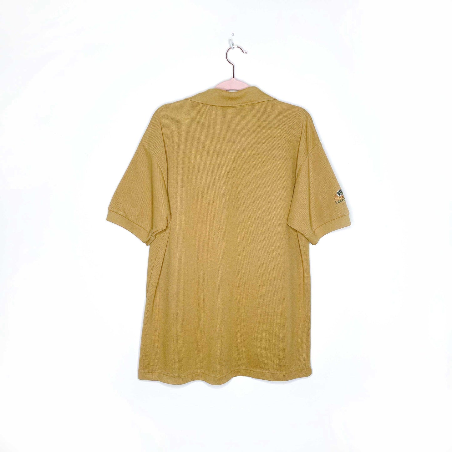 vintage 70s lacoste mustard yellow pique polo shirt - size xl