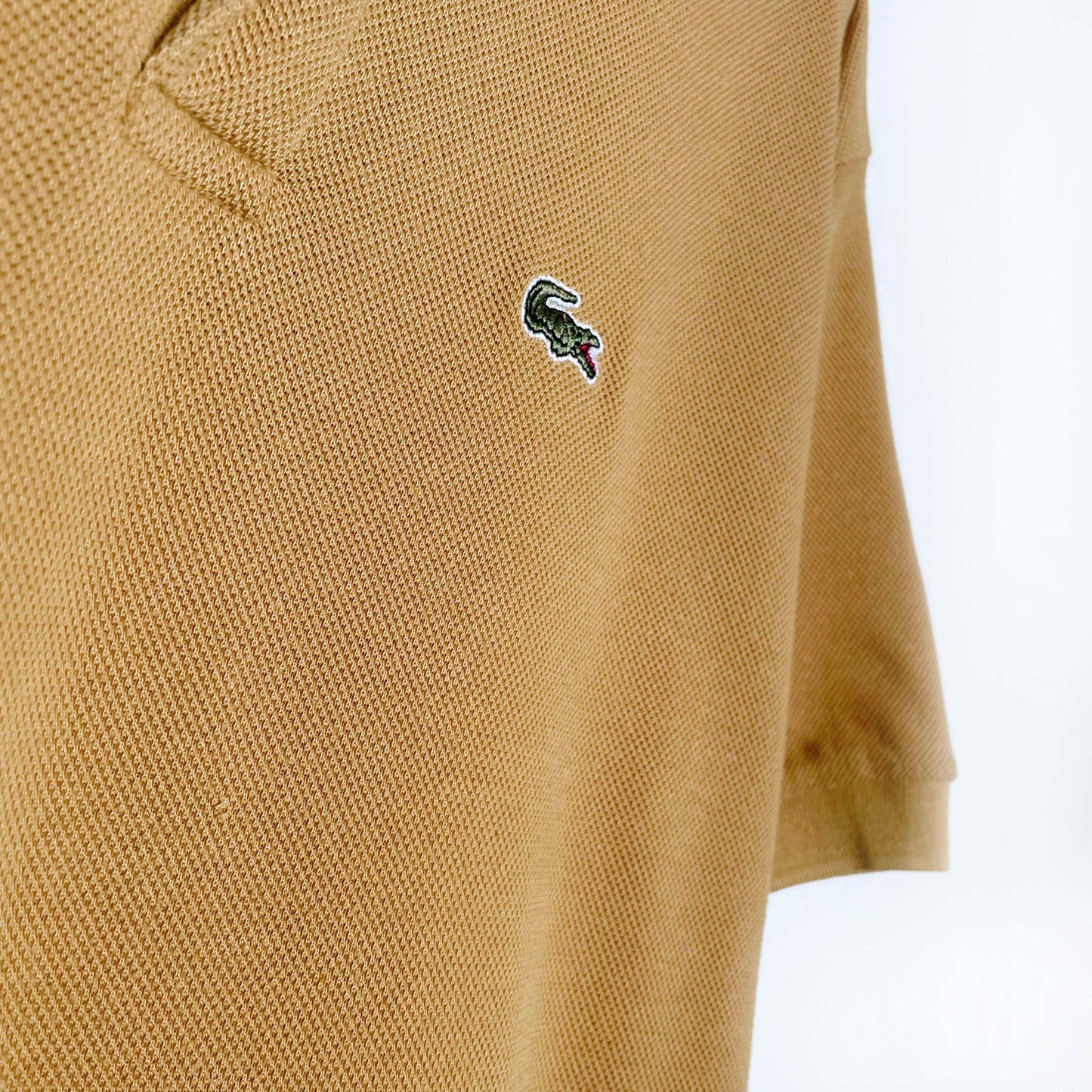 vintage 70s lacoste mustard yellow pique polo shirt - size xl