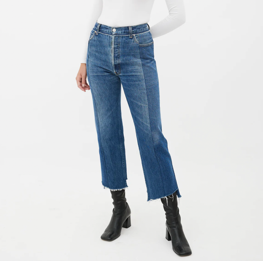 vetements x levi's reconstructed high rise straight leg jeans - size 25/26