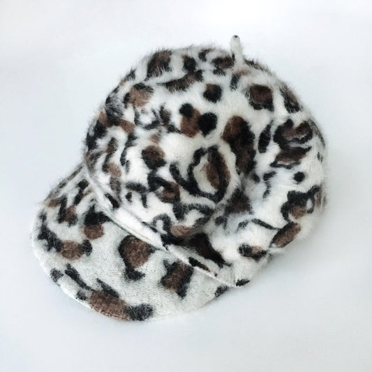 vintage leopard angora peaked beret