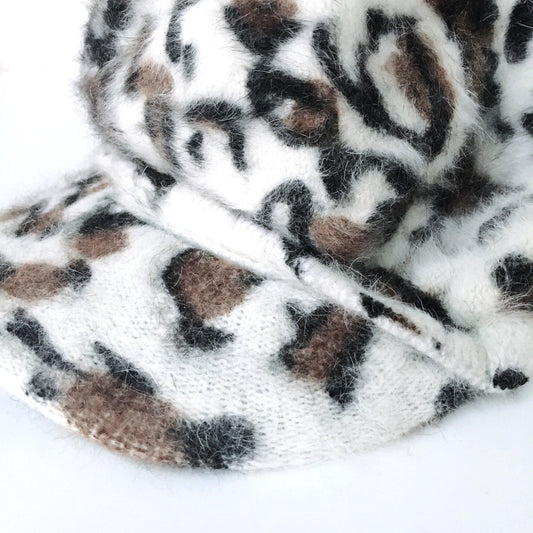 vintage leopard angora peaked beret