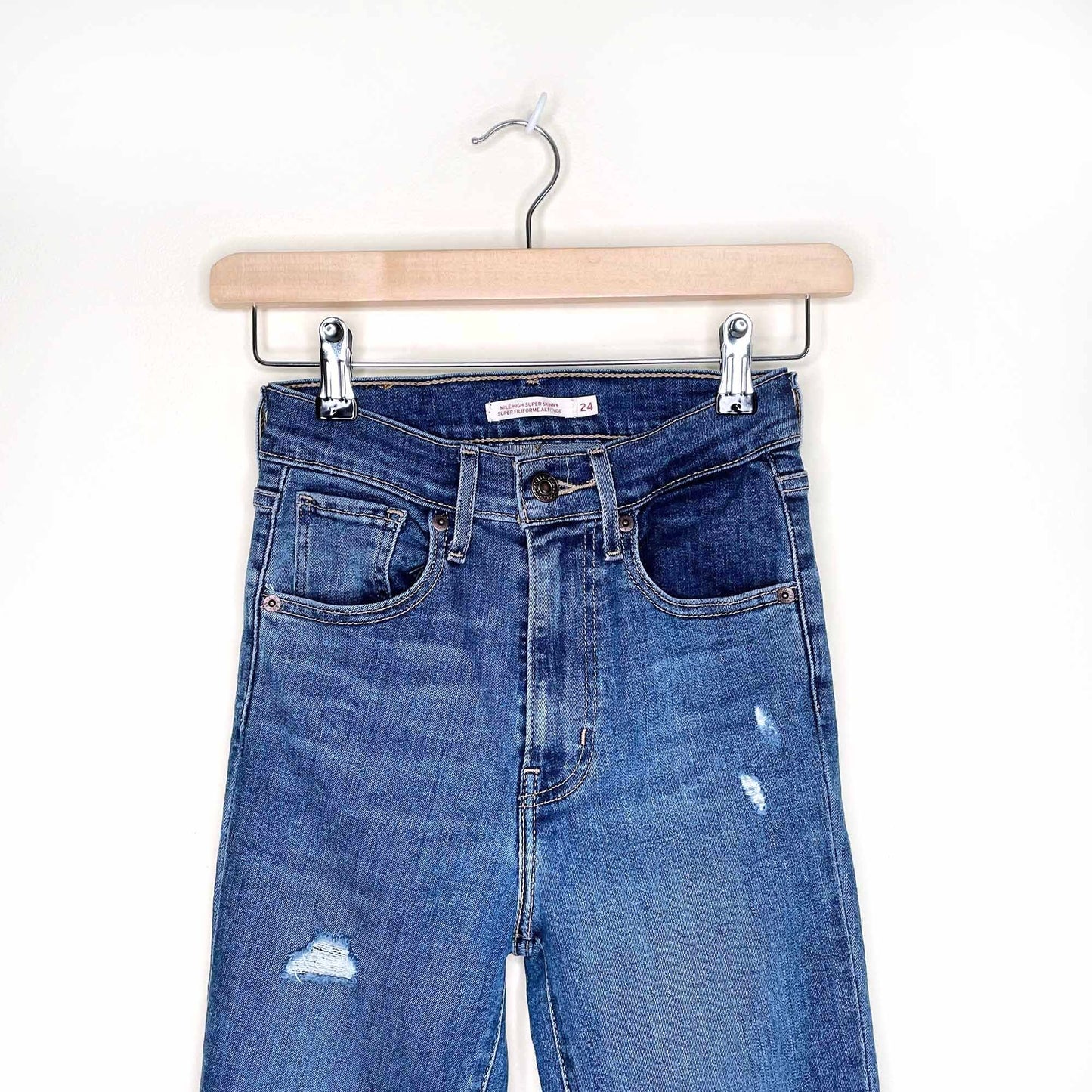 levi's mile high super skinny medium wash - size 24