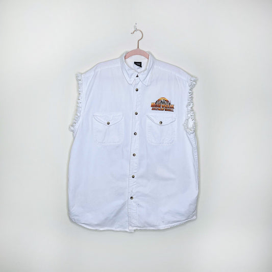 vintage arizona bike week 2012 cut off button down shirt - size large