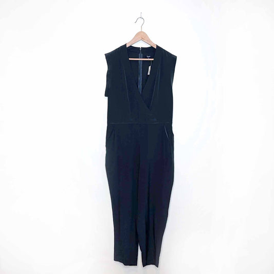 nwt madewell yates silk sleeveless faux wrap jumpsuit - size 12