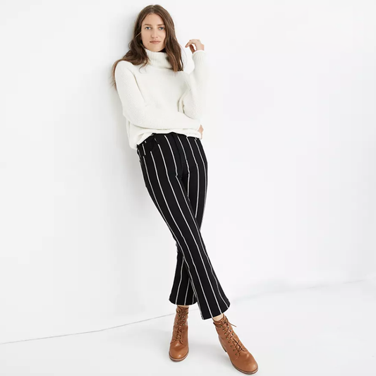 madewell high rise cali demi-boot jeans in elsie stripe - size 26