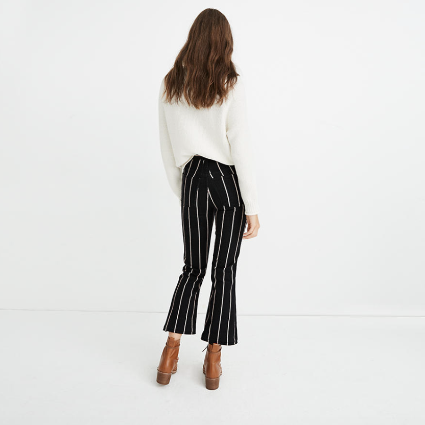 madewell high rise cali demi-boot jeans in elsie stripe - size 26