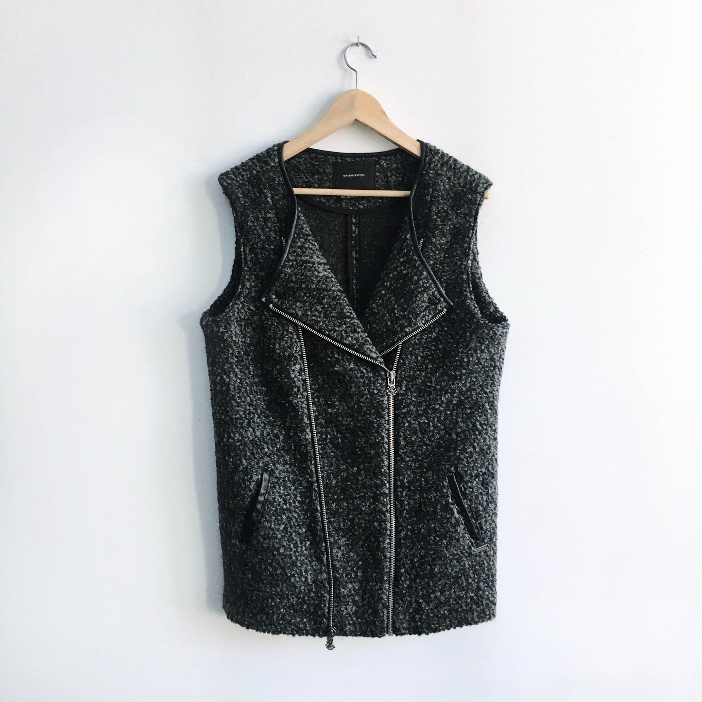 Maison Scotch Boucle Wool Biker Gilet - size 2