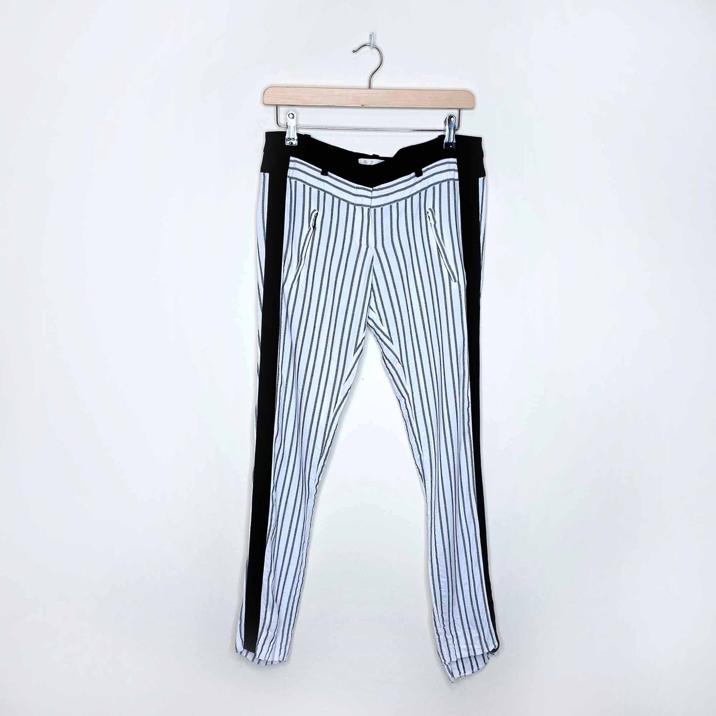 maje ferre mid-rise tapered striped tuxedo trouser - size 2