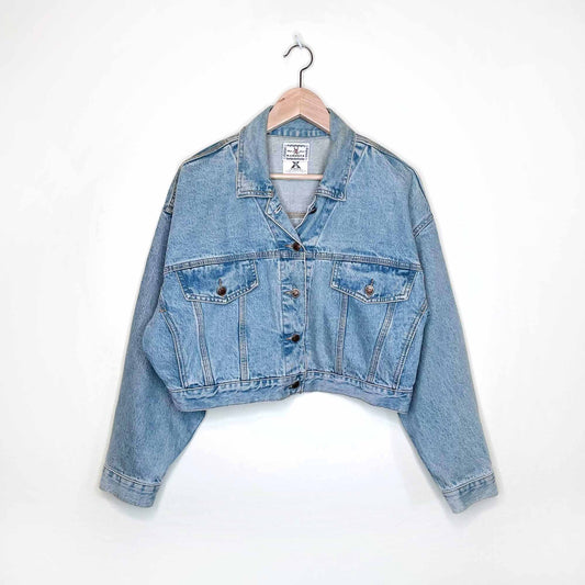 vintage manager cropped denim jean jacket - size medium