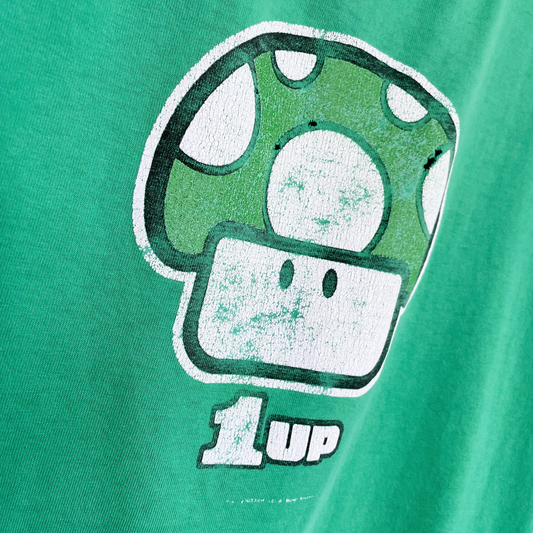 vintage super mario bros mushroom 1 up tee - size large