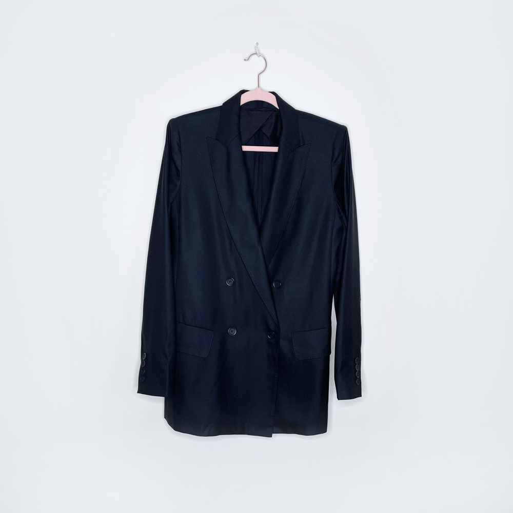 max mara wool-silk black double breasted blazer - size 8