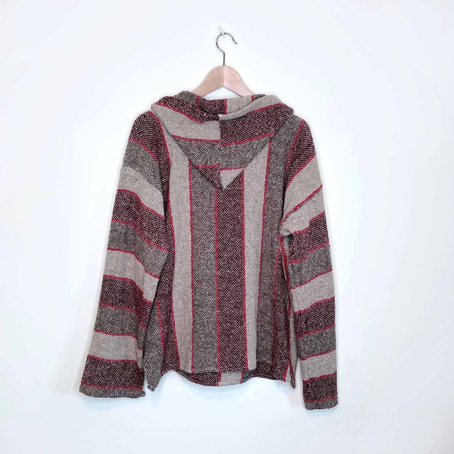 mexican baja striped  poncho hoodie - size large