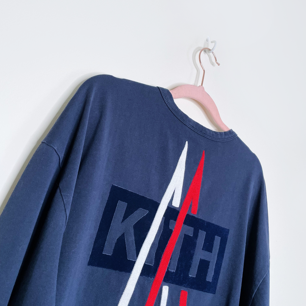 moncler x kith blue long sleeve tee size large good market thrift store