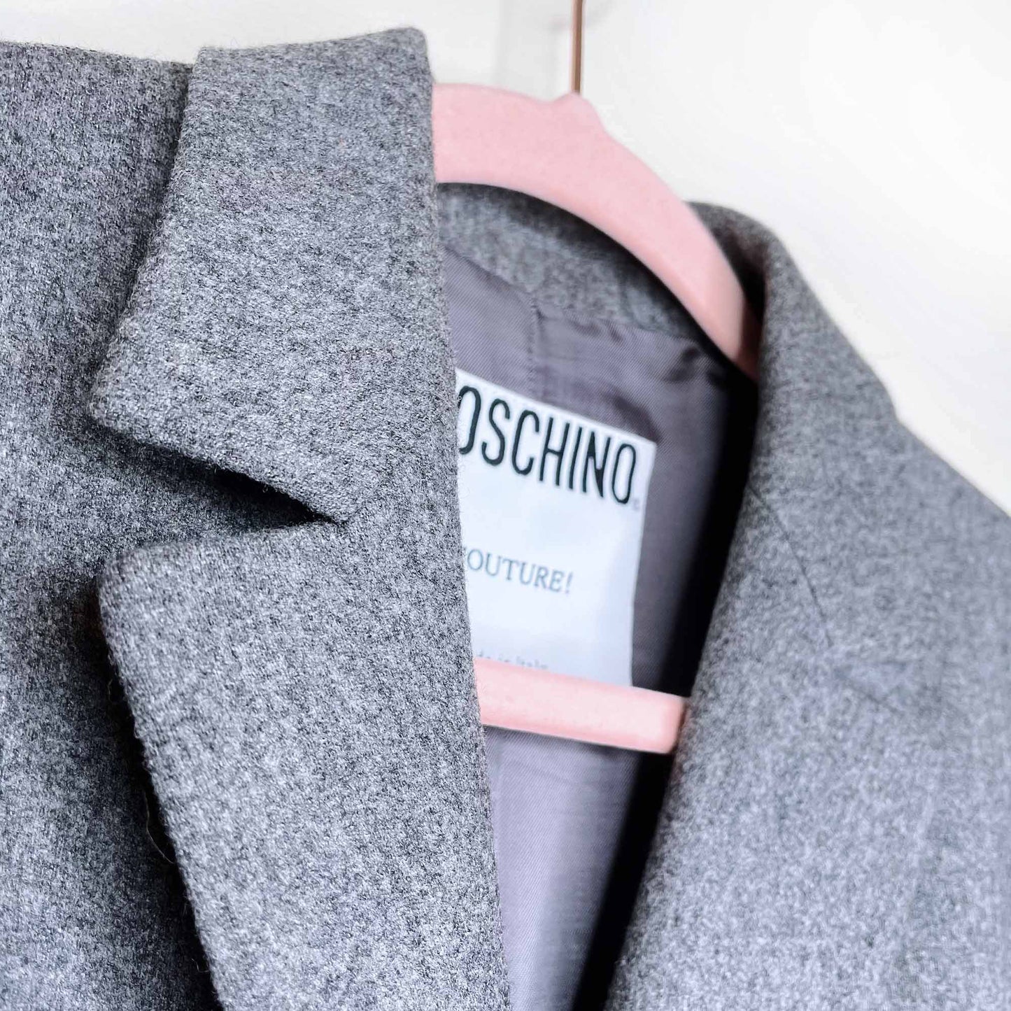 moschino couture grey wool-cashmere ruched blazer - size 8