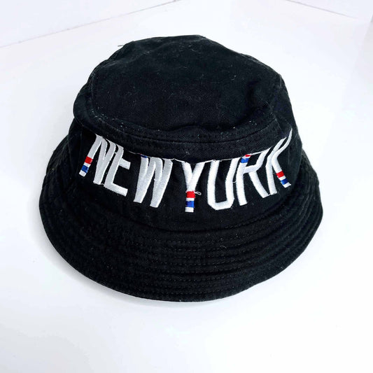 new york black cotton bucket hat - OS