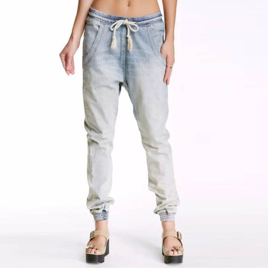 one teaspoon super trackies high rise denim joggers - size xs