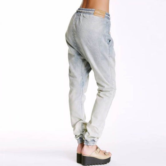 one teaspoon super trackies high rise denim joggers - size xs