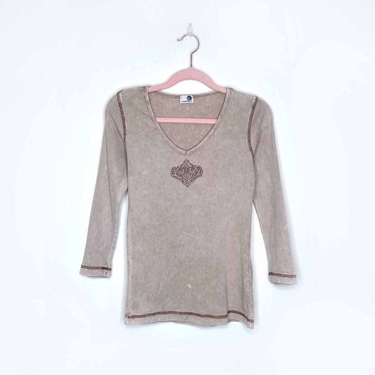 oneworld y2k boho v-neck long sleeve top - size small