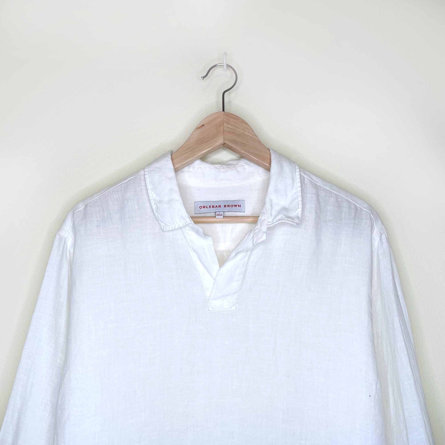 orlebar brown ridley white linen shirt - size large