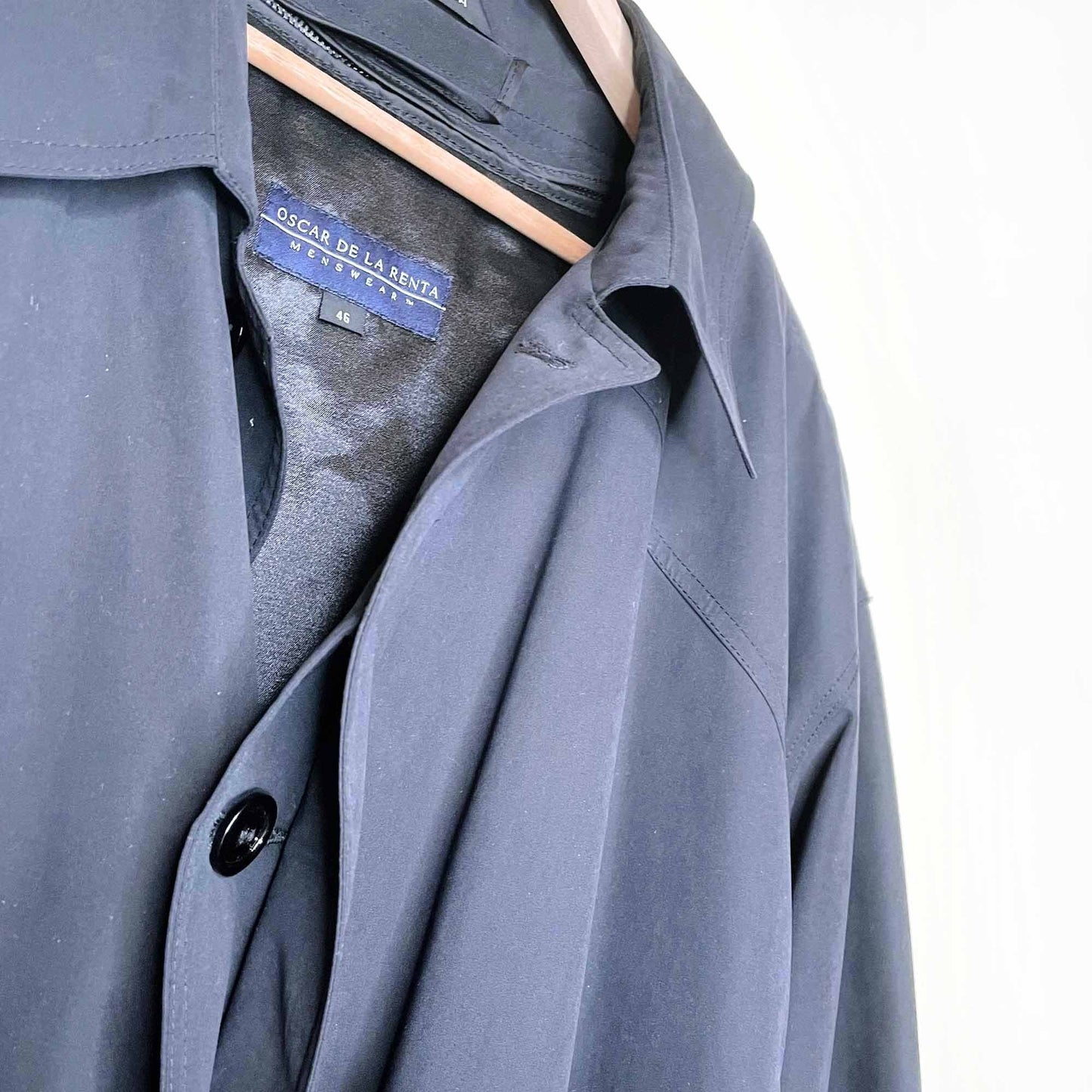 vintage oscar de la renta menswear wool-lined trench coat - size 46