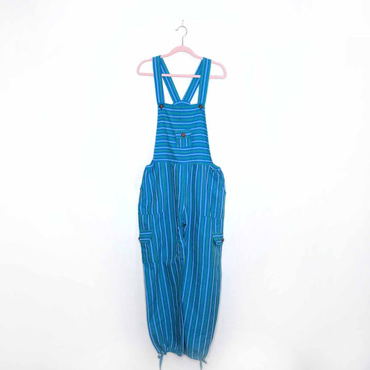 boho striped hand-woven overalls - large