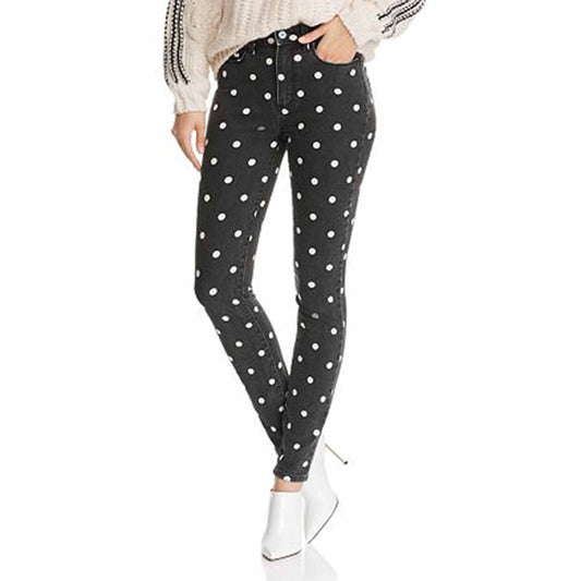 paige polka dot hoxton mid rise ultra skinny jeans - size 31