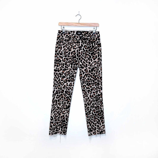 paige hoxton high rise leopard ankle straight leg jeans - size 27