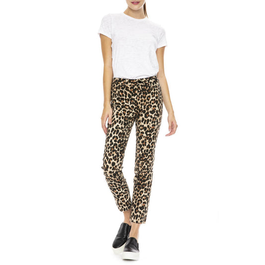 paige hoxton high rise leopard ankle straight leg jeans - size 27