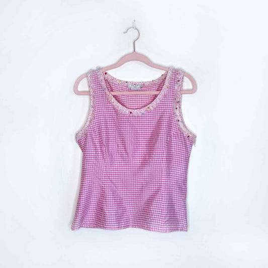 vintage gilles dufour emily in paris silk gingham tank - size 38