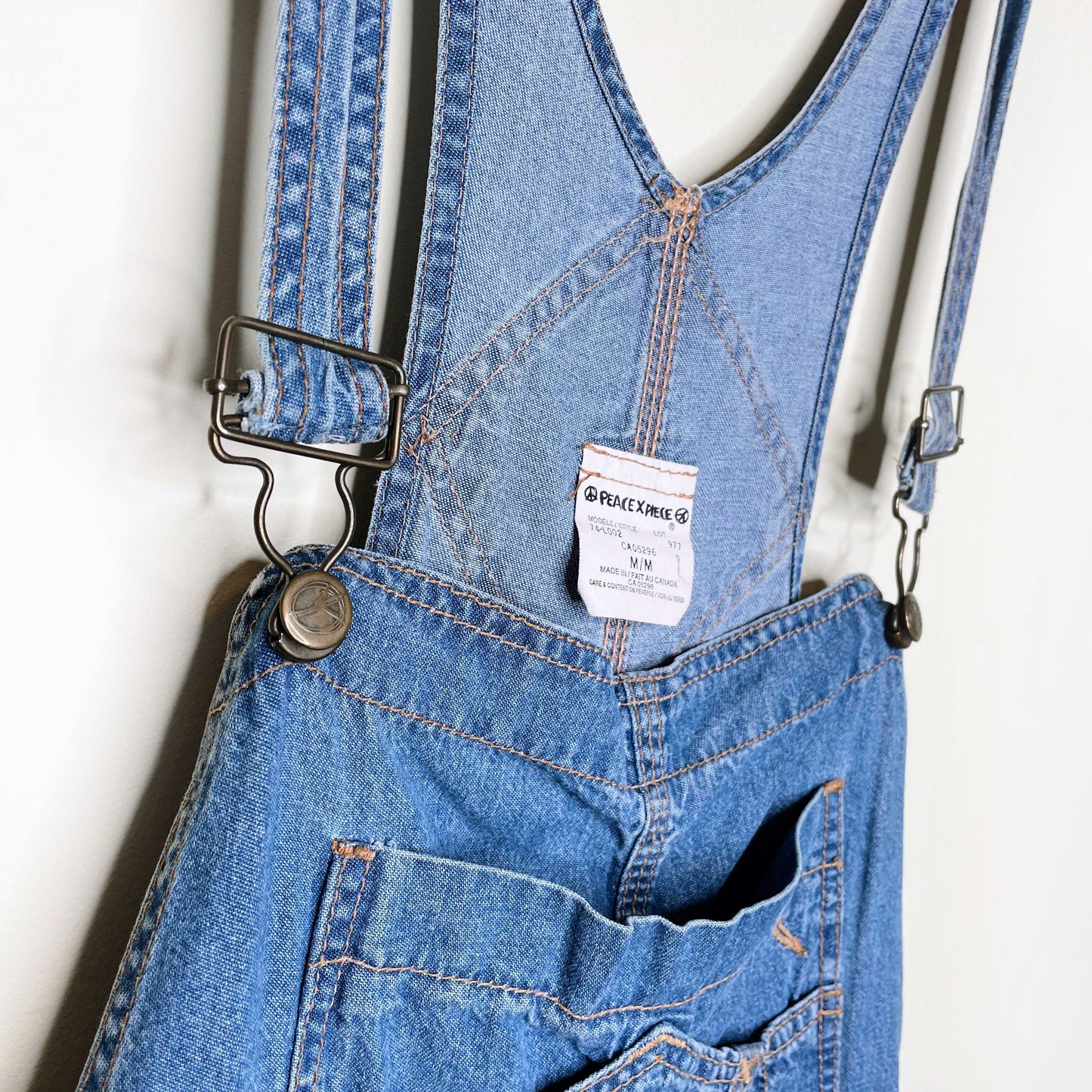 vintage 90s peace by piece carpenter denim overalls - size medium