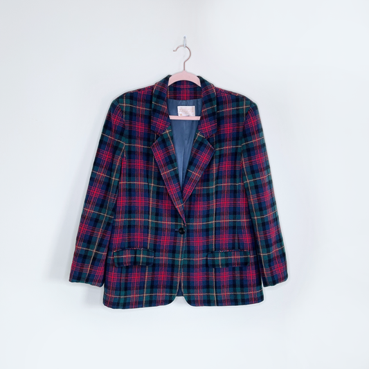 vintage pendleton wool plaid blazer - size 14