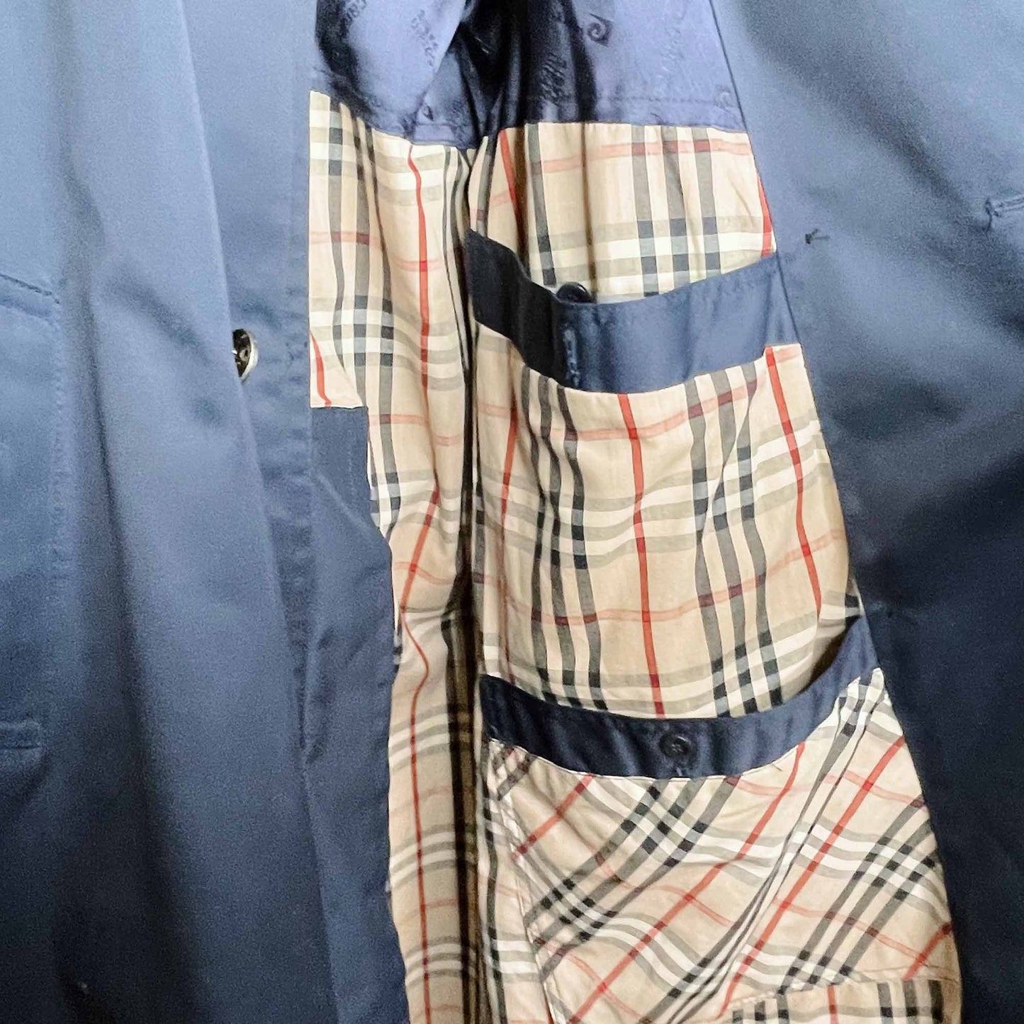 vintage 70's men's pierre cardin heavy trench coat with nova check lining - size 44T