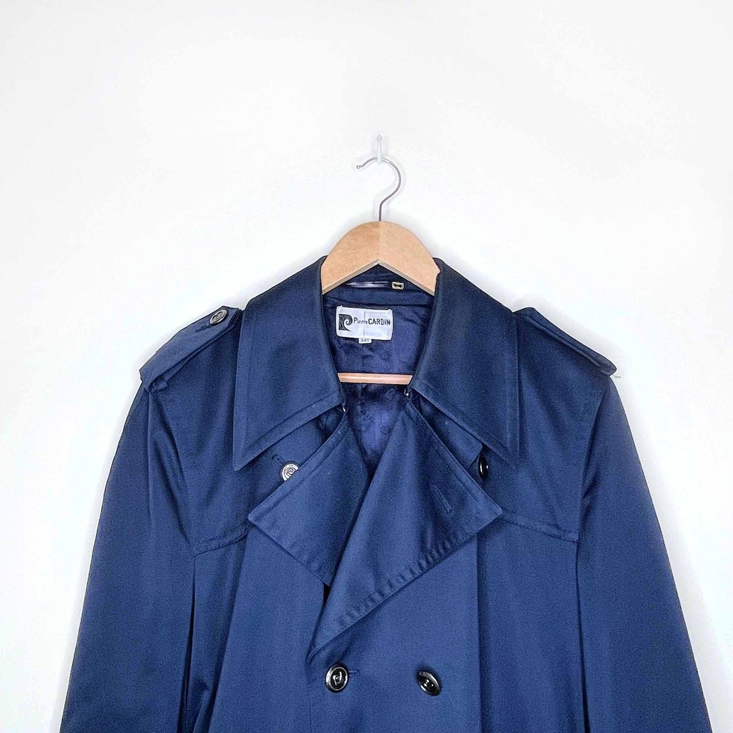 vintage 70's men's pierre cardin heavy trench coat with nova check lining - size 44T