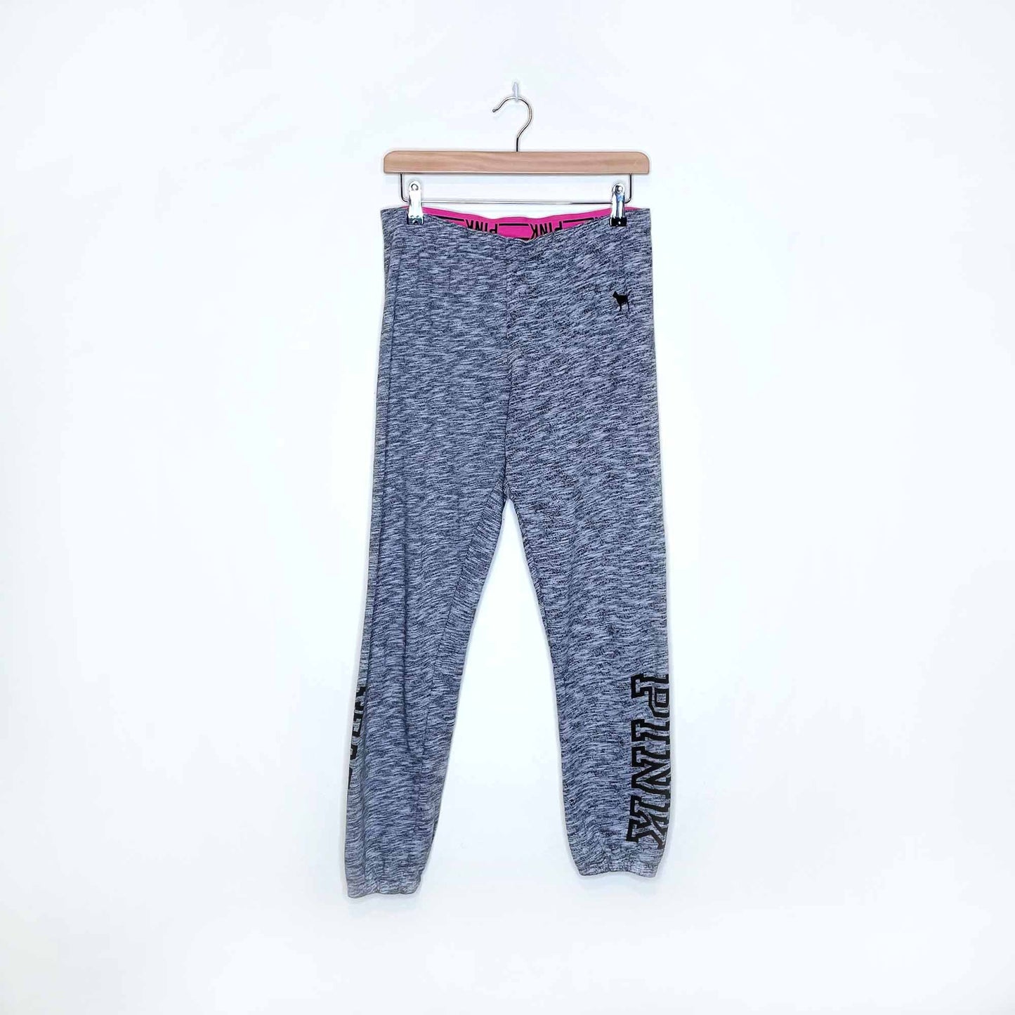 victoria's secret pink heather grey varsity lounge sweatpants - size small