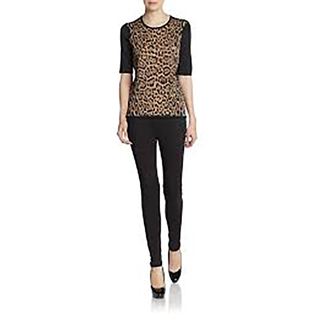 Pink Tartan Leopard Knit Top - size Small