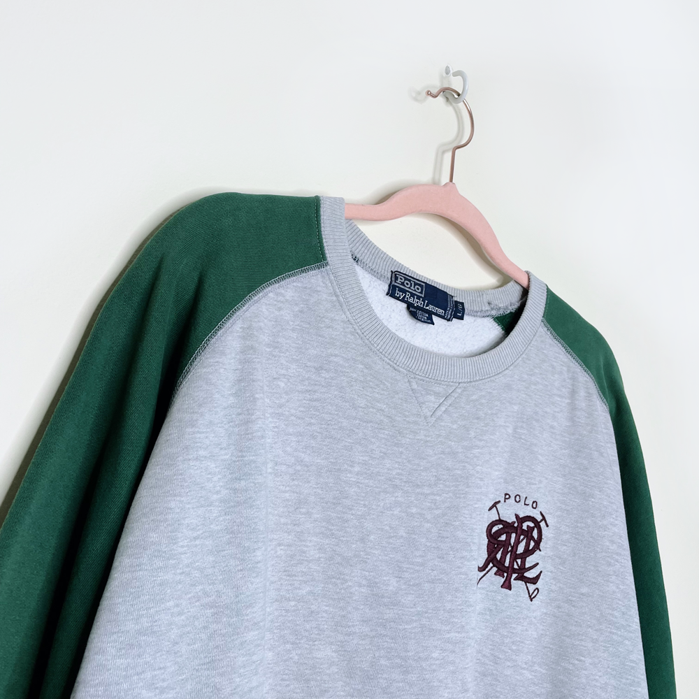 vintage 90s polo ralph lauren club raglan crewneck sweatshirt - size large