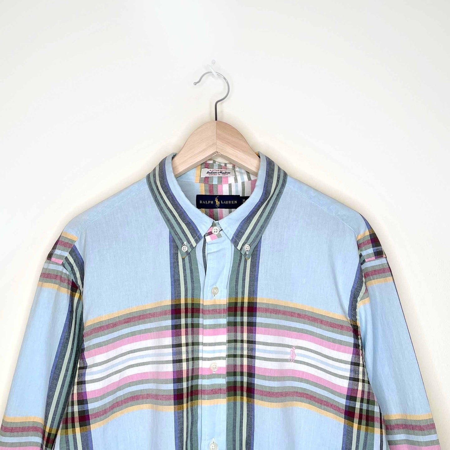 vintage polo ralph lauren madras button down - size xl