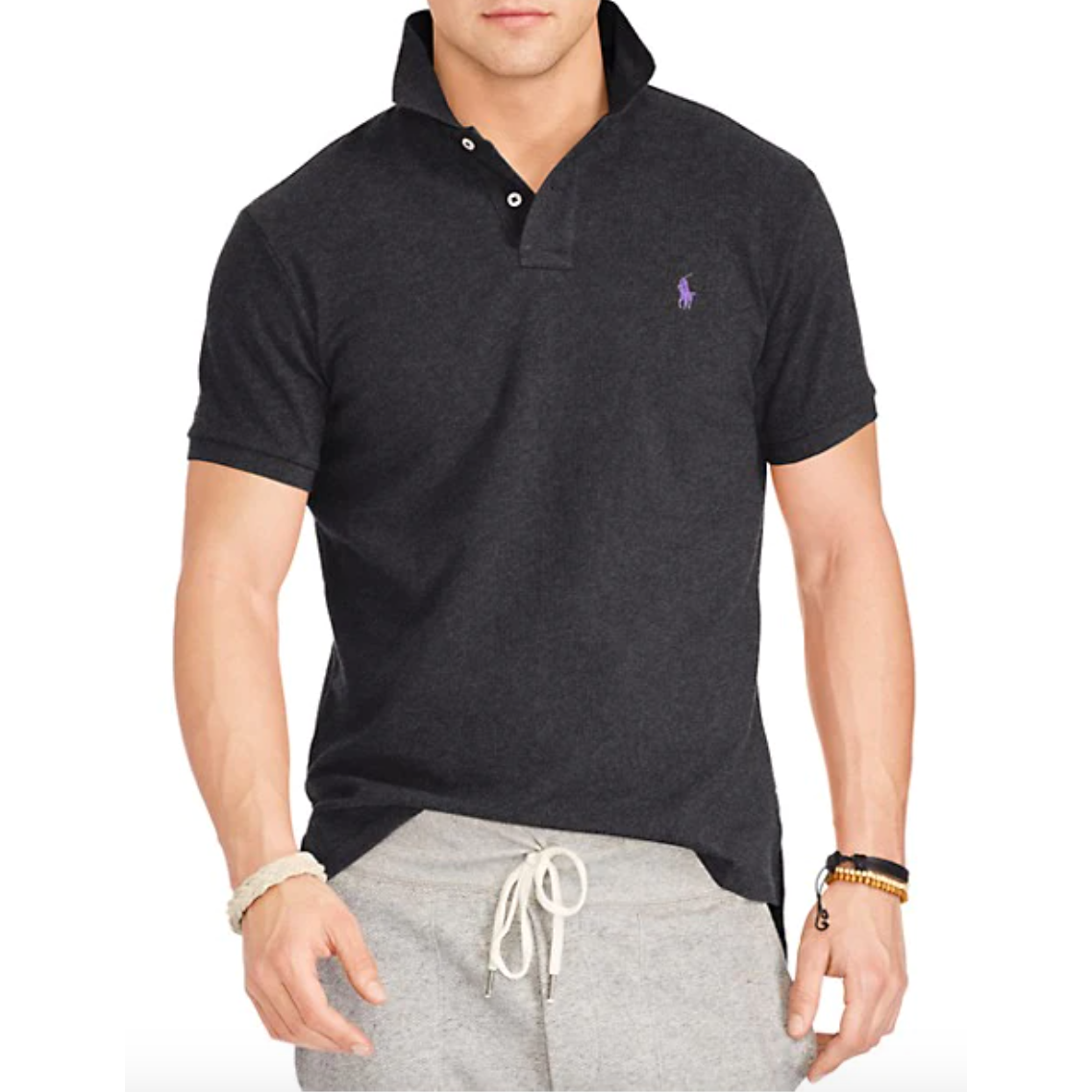 polo ralph lauren slim fit black polo purple pony - size xl